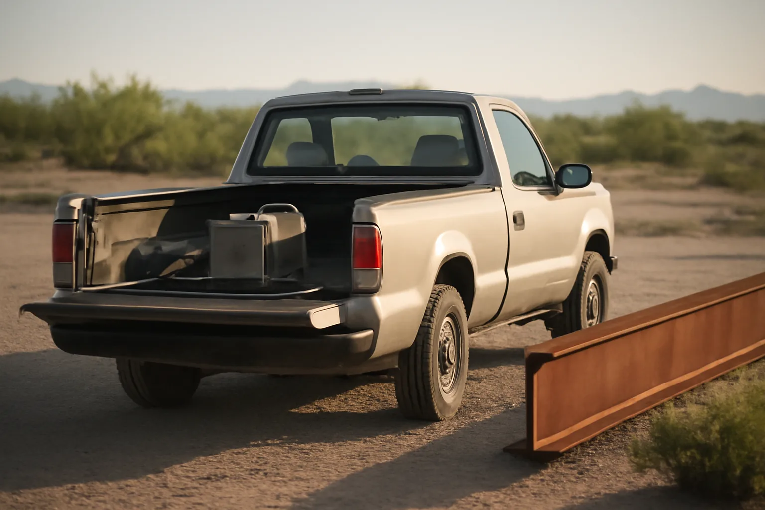 Mobile welder truck parked on Arizona gravel in afternoon light